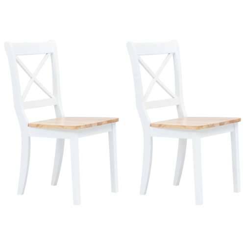 Blagovaonske stolice bijele i prirodne 2 kom drvo kaučukovca Cijena
