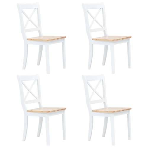Blagovaonske stolice bijele i prirodne 4 kom drvo kaučukovca