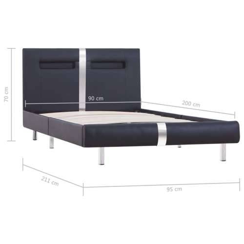 Okvir za krevet od umjetne kože s LED svjetlom crni 90 x 200 cm Cijena