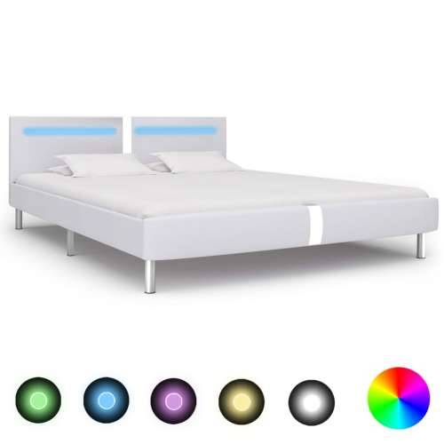 Okvir za krevet od umjetne kože LED bijeli 180 x 200 cm - Bijela 180 x 200 cm Cijena