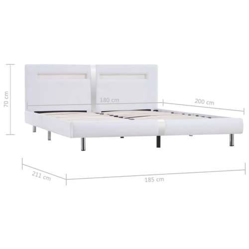 Okvir za krevet od umjetne kože LED bijeli 180 x 200 cm - Bijela 180 x 200 cm Cijena