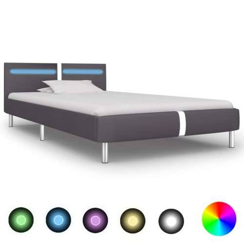 Okvir za krevet od umjetne kože s LED svjetlom sivi 90 x 200 cm