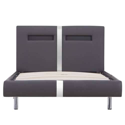 Okvir za krevet od umjetne kože s LED svjetlom sivi 90 x 200 cm - Siva 90 x 200 cm Cijena
