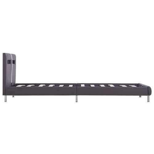 Okvir za krevet od umjetne kože s LED svjetlom sivi 90 x 200 cm - Siva 90 x 200 cm Cijena
