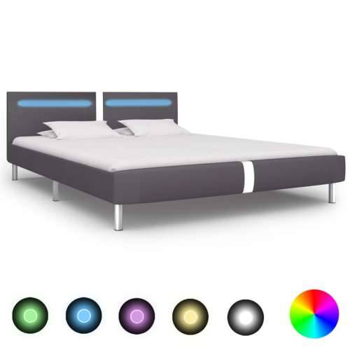 Okvir za krevet od umjetne kože LED svjetlom sivi 180x200 cm