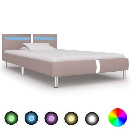 Okvir za krevet od umjetne kože LED boja cappuccina 90 x 200 cm