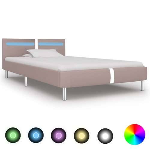Okvir za krevet od umjetne kože LED boja cappuccina 90 x 200 cm - Boja cappuccina 90 x 200 cm Cijena