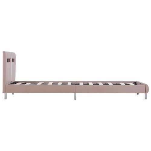 Okvir za krevet od umjetne kože LED boja cappuccina 90 x 200 cm - Boja cappuccina 90 x 200 cm Cijena