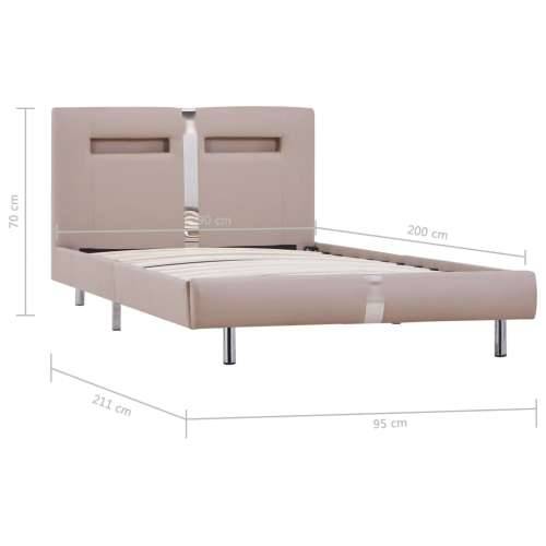 Okvir za krevet od umjetne kože LED boja cappuccina 90 x 200 cm - Boja cappuccina 90 x 200 cm Cijena