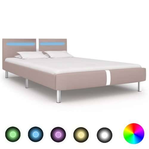Okvir za krevet od umjetne kože LED boja cappuccina 120x200 cm - Boja cappuccina 120 x 200 cm Cijena