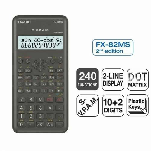 Znanstveni kalkulator Casio FX-82 MS2 Crna Tamno sivo Plastika Cijena