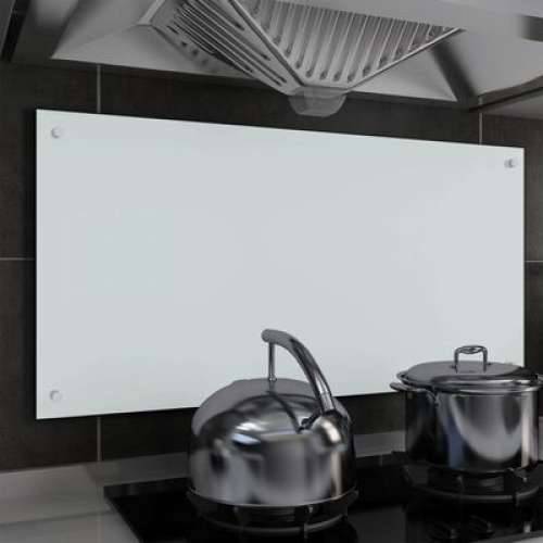 Kuhinjska zaštita od prskanja bijela 100 x 50 cm kaljeno staklo Cijena