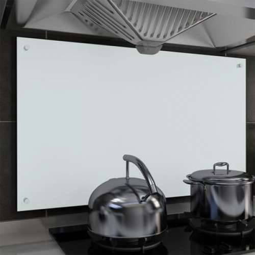 Kuhinjska zaštita od prskanja bijela 100 x 60 cm kaljeno staklo Cijena