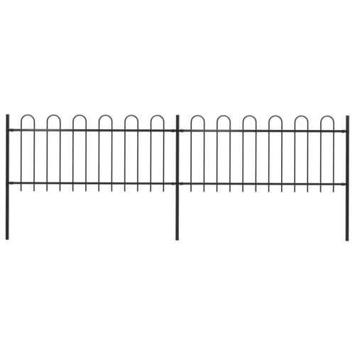 Vrtna ograda s ukrasnim lukovima čelična 3,4 x 0,8 m crna Cijena