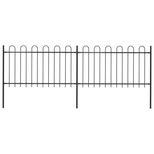 Vrtna ograda s ukrasnim lukovima čelična 3,4 x 1 m crna Cijena