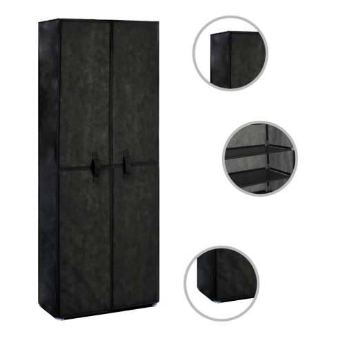 Ormarić za cipele od tkanine crni  60 x 30 x 166 cm - Crna 1 166 cm 30 cm Cijena