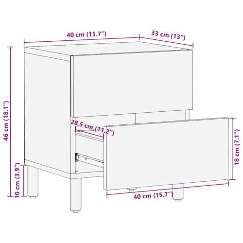 Noćni ormarići 2 kom crni 40x33x46 cm od masivnog drva manga - 2 Cijena