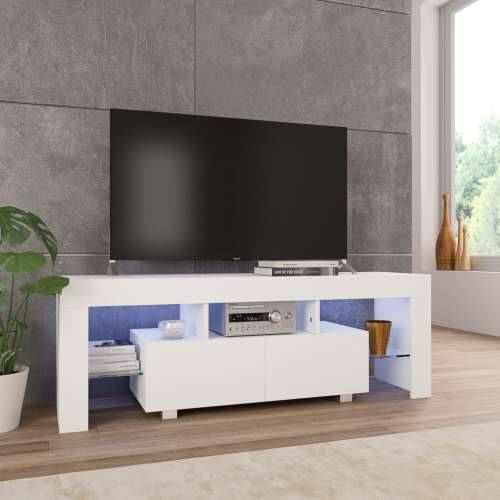 TV ormarić s LED svjetlima visoki sjaj bijeli 130x35x45 cm