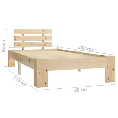 Okvir za krevet od masivne borovine 90 x 200 cm - Svijetlo drvo 90 x 200 cm Cijena