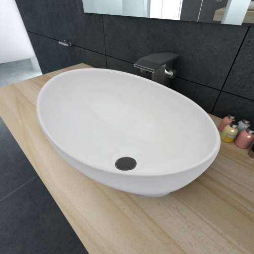 Luksuzni keramički ovalni umivaonik bijeli 40 x 33 cm  