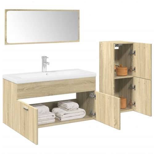 3-dijelni set kupaonskog namještaja boja hrasta sonome drveni - sonoma hrast 90 x 38.5 x 46 cm 1 Cijena
