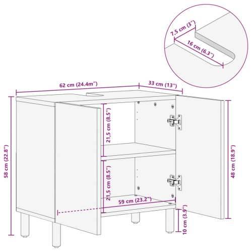 Kupaonski ormarić Lavabo - Umivaonik crni 62x33x58 cm konstruirano drvo Cijena