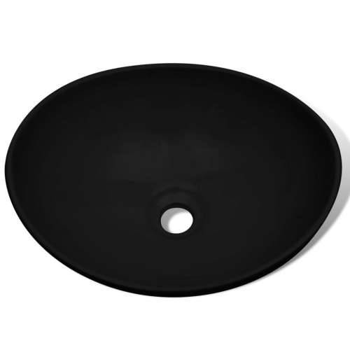 Luksuzni Keramički Ovalni Umivaonik Crni 40 x 33 cm Cijena