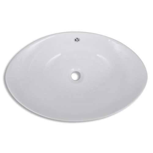 Luksuzni keramički bijeli ovalni umivaonik sa preljevom, 59 x 38,5 cm Cijena