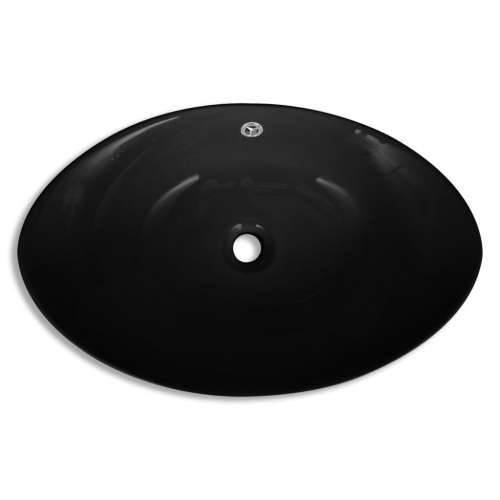 Luksuzni keramički crni ovalni umivaonik sa preljevom, 59 x 38,5 cm Cijena