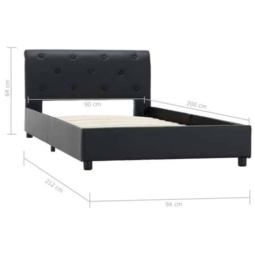 Okvir za krevet od umjetne kože crni 90 x 200 cm - Crna 90 x 200 cm Cijena