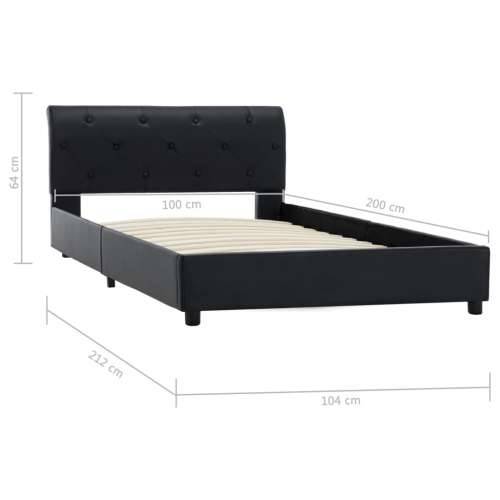 Okvir za krevet od umjetne kože crni 100 x 200 cm - Crna 100 x 200 cm Cijena