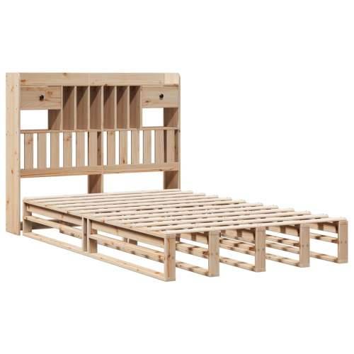 Krevet s regalom za knjige bez madraca 135x190 cm od borovine - Prirodna 135 x 190 cm Cijena