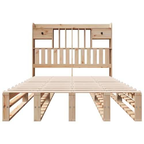 Krevet s regalom za knjige bez madraca 135x190 cm od borovine - Prirodna 135 x 190 cm Cijena