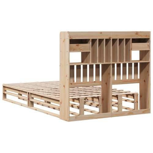 Krevet s regalom za knjige bez madraca 135x190 cm od borovine - Prirodna 135 x 190 cm Cijena