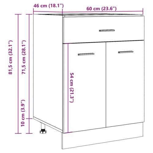 Donji ladičar “Lyon” boja betona 60 x 46 x 81,5 cm - Beton siva 1 1 x donji ormarić (2 vrata i 1 ladica) 60 cm Cijena