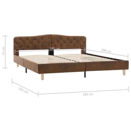 Okvir za krevet od umjetne brušene kože smeđi 180 x 200 cm - Smeđa 180 x 200 cm Cijena