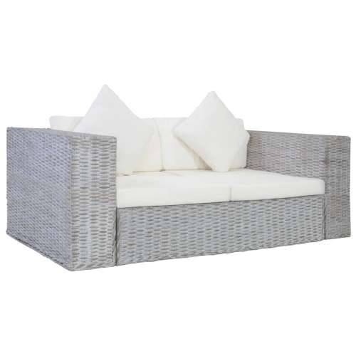2-dijelni set sofa od prirodnog ratana s jastucima sivi Cijena
