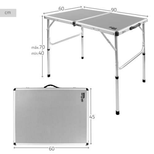 Sklopivi stol Aktive Kampiranje Siva 90 x 70 x 60 cm (2 kom.) Cijena