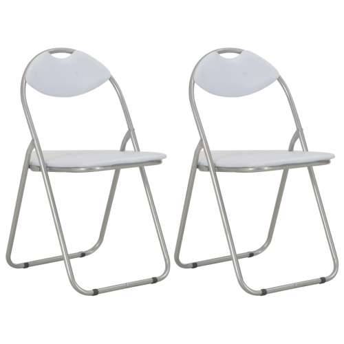 Sklopive blagovaonske stolice od umjetne kože 2 kom bijele