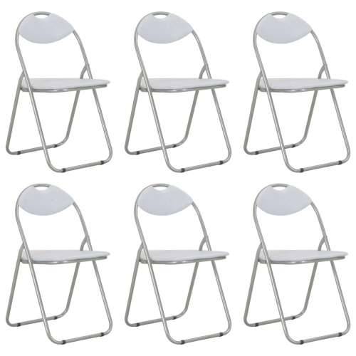 Sklopive blagovaonske stolice od umjetne kože 6 kom bijele