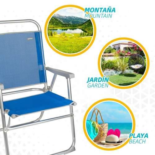 Stolica za za plažu Aktive Gomera Plava 48 x 88 x 50 cm Aluminij Sklopiv (4 kom.) Cijena