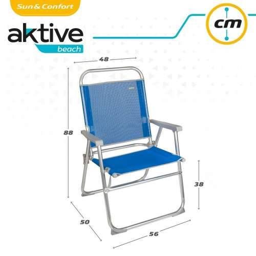 Stolica za za plažu Aktive Gomera Plava 48 x 88 x 50 cm Aluminij Sklopiv (4 kom.) Cijena