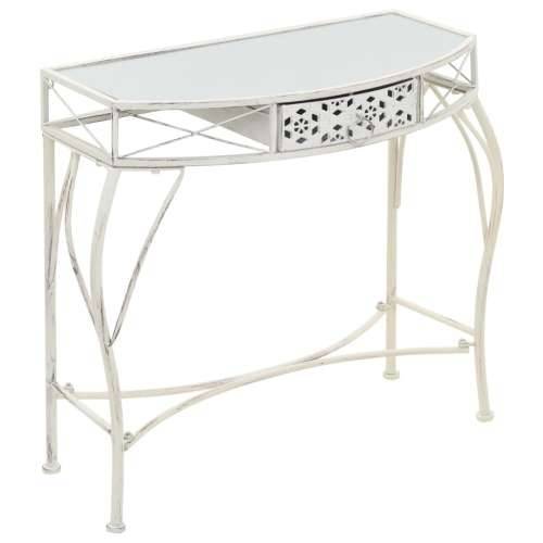 Bočni stolić u francuskom stilu metalni 82 x 39 x 76 cm bijeli