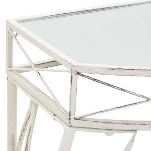 Bočni stolić u francuskom stilu metalni 82 x 39 x 76 cm bijeli Cijena