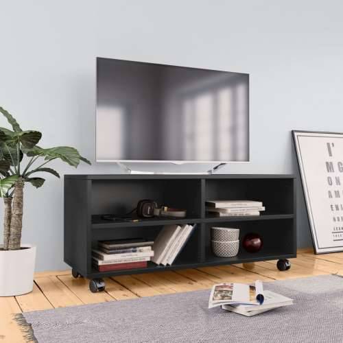 TV ormarić s kotačima crni 90 x 35 x 35 cm od iverice
