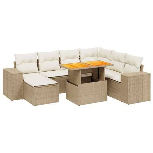 Vrtna garnitura - 8-dijelni set vrtnih sofa od poliratana s jastucima bež - Bež 3x kutna + 3x srednja + tabure + stol 1 Cijena