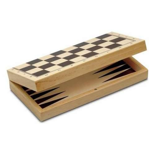 Set 3 Društvenih Igara Cayro 648 Drvo 29 x 29 cm 3 u 1 Šah Backgamon Dame Cijena