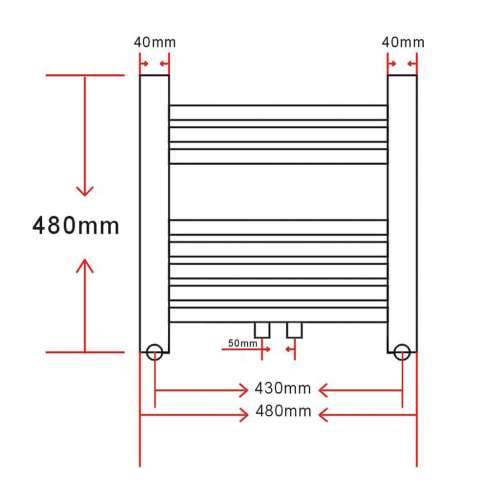 Kupaonski Radijator za Centralno grijanje Zaobljenih cijevi 480 x 480 mm Bočni & Srednji priključak  - 480 x 480 mm 1 Cijena