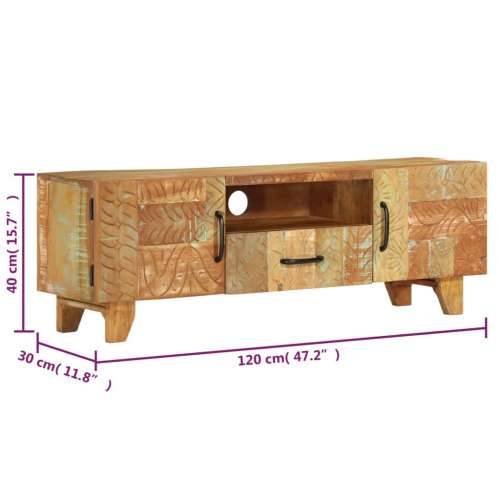 Ručno izrezbareni TV ormarić od obnovljenog drva 120x30x40 cm Cijena