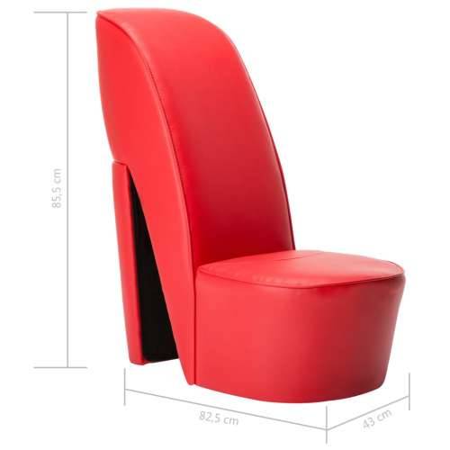 Stolica u obliku visoke pete od umjetne kože crvena Cijena